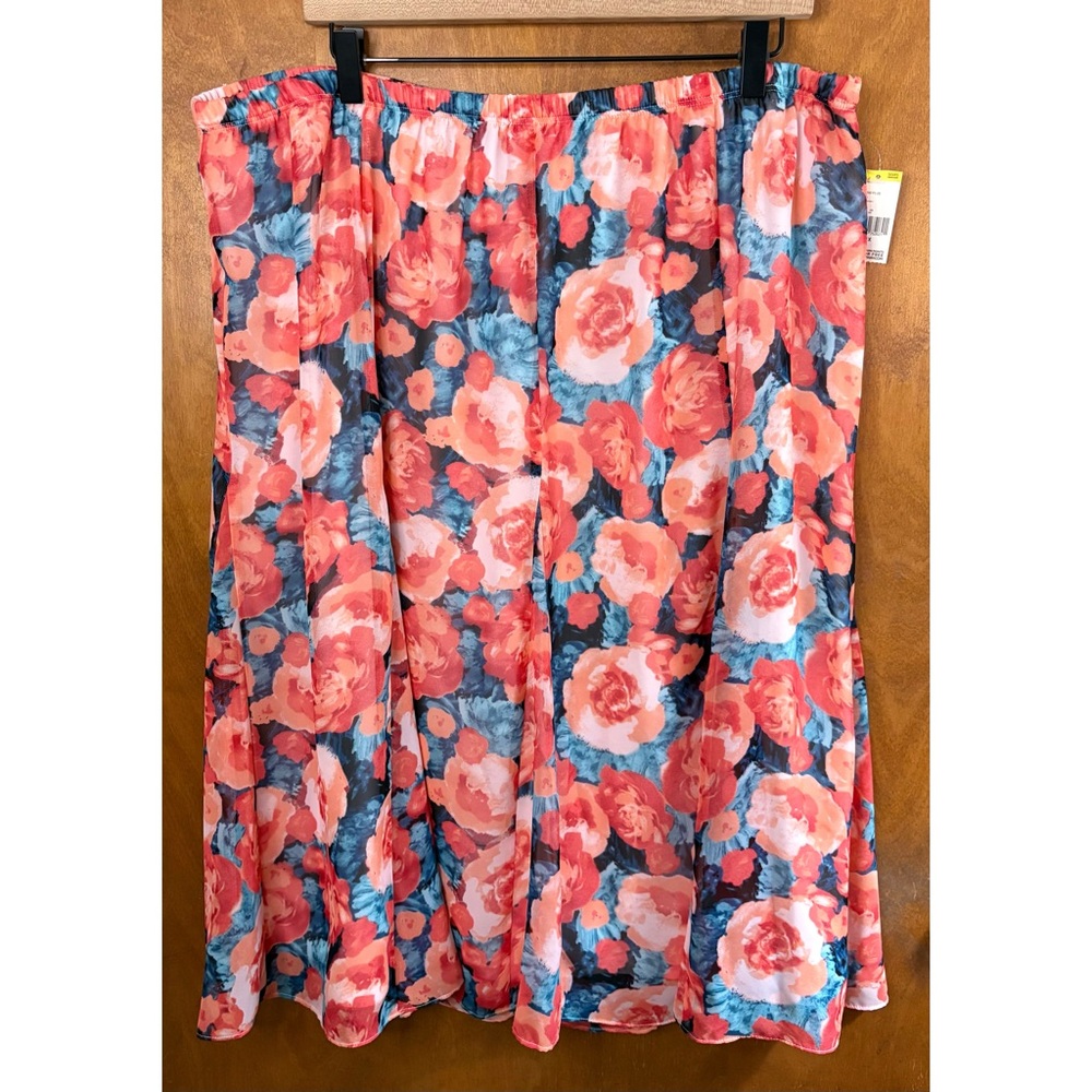 Vintage Laura Ashley Pink Floral Rose Midi Skirt Asymmetrical Y2K 90s 1X NWT Mod - Picture 2 of 10